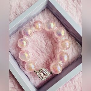 Big Elegant Pink Beaded Bracelet